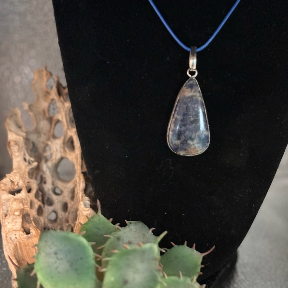 Blue Sodalite Stone Pendant Necklace